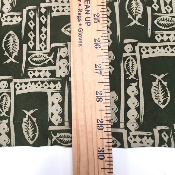 VTG SIDEOUT Button Up Shirt Mens Size XL Green Fish Geometric Print Short Sleeve - Picture 11 of 11